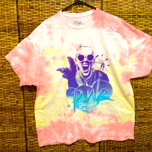 Tops - NWOT Pink Summer Carnival 2023 pink, yellow purple Tie-Dye T-Shirt XXL